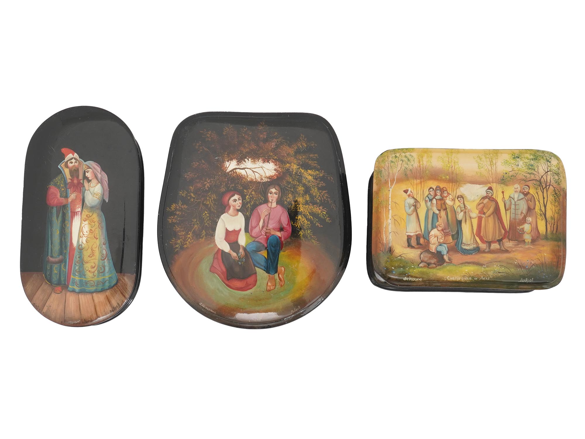 RUSSIAN LACQUER MINIATURE TRINKET BOXES FEDOSKINO PIC-1